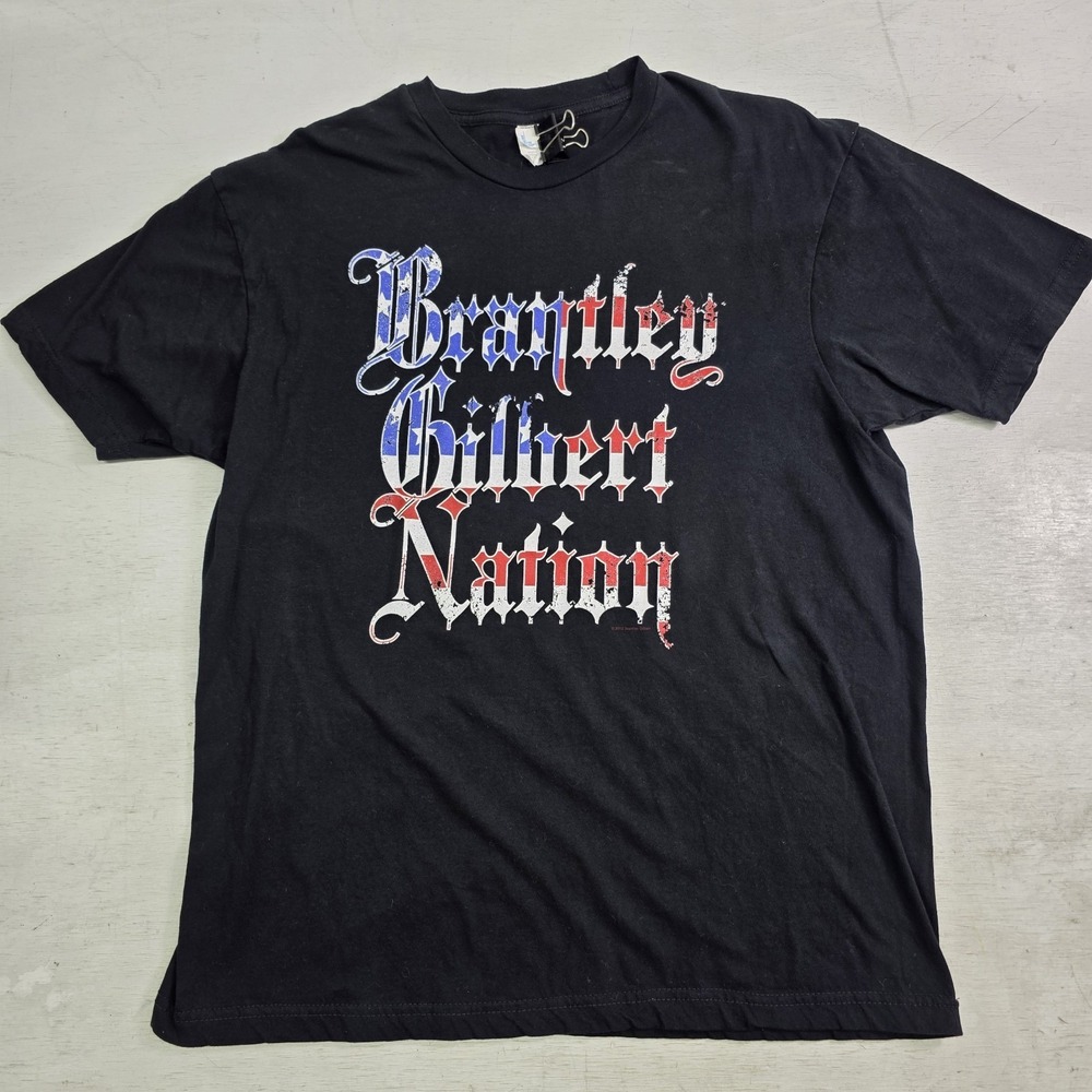 Brantley Gilbert Nation USA Flag Country Music Short Sleeve‎ T-Shirt Men's L VG